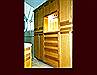 Maple Master Bath Cabinet. Flat Panel door style. Cove Crown Moulding. Shellaced and finished.