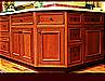 Cherry Kitchen Cabinetry. Flat Panel doors/drawers with applied molding. Inset doors with beaded face frame. Full extension, soft-close drawer guides.