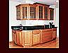 Custom Oak Kitchen. Raised Panel door style. Multi-level glass door upper cabinets. Bar sink. Extended depth on pots & pans drawer cabinet. Crown Molding. Light Rail.